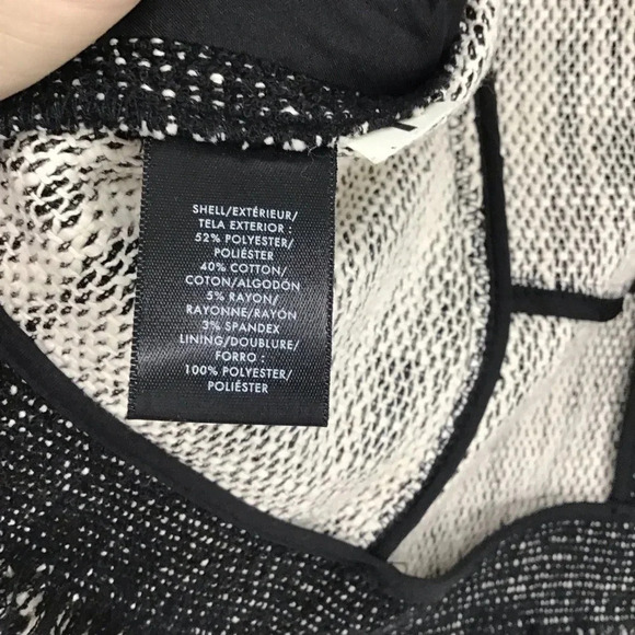 Ann Taylor Tweed Fringe Moto Style Jacket Black/White Career Casual Size Small - Picture 10 of 11